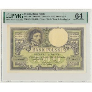 500 złotych 1919 - SA. - PMG 64