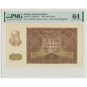 100 złotych 1940 - A - PMG 64