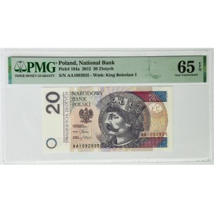 20 złotych 2012 - AA - PMG 65 EPQ