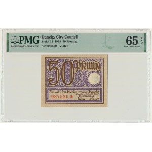 Dantzig, 50 fenig 1919 - violet - PMG 65 EPQ