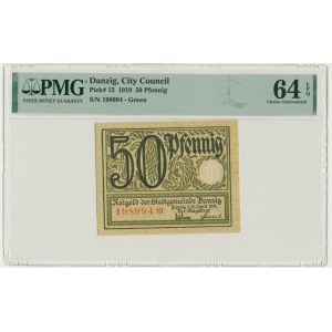 Danzig, 50 Pfennnig 1919 - green - PMG 64 EPQ