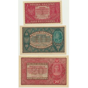 Zestaw, 1-20 marek 1919 (3 szt.)