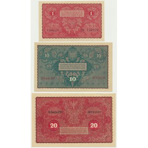 Zestaw, 1-20 marek 1919 (3 szt.)