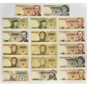 Zestaw, 50-50.000 złotych 1974-93 (17 szt.) - w tym rzadsze serie