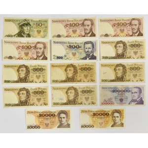 Zestaw, 50-100.000 złotych 1975-93 (14 szt.) - w tym rzadsze serie