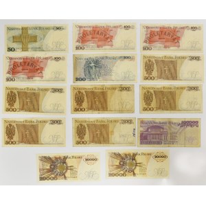 Zestaw, 50-100.000 złotych 1975-93 (14 szt.) - w tym rzadsze serie