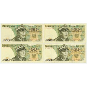 Zestaw, 50 złotych 1975 (4 szt.) - w tym rzadsze serie jednoliterowe