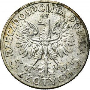 Głowa Kobiety, 5 złotych Londyn 1932