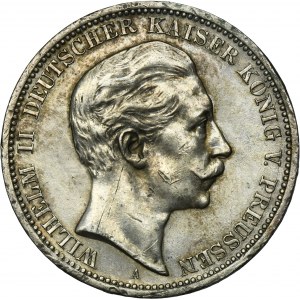 Germany, Kingdom of Prussia, Wilhelm II, 3 Mark Berlin 1908 A