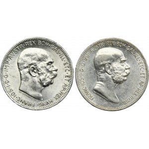 Set, Austria, Franz Joseph I, 1 Corona Wien 1908 and 1916 (2 pcs.)