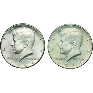 Set, USA, 1/2 Dollar Philadephia Denver 1964 - Kennedy (2 pcs.)