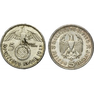 Set, Germany, Third Reich, 5 Mark 1935 and 1937 (2 pcs.)