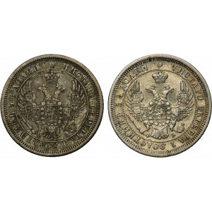 Set, Russia, Nicholas I and Alexander II, 25 Kopeck Peterburg (2 pcs.)