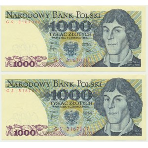 1 000 zlatých 1982 - GS - pořadová čísla (2 ks).