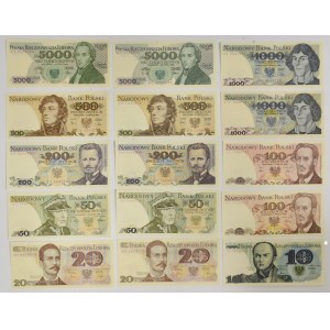 Zestaw, 10-5.000 złotych 1982-88 (15 szt.)