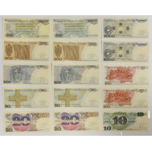 Zestaw, 10-5.000 złotych 1982-88 (15 szt.)