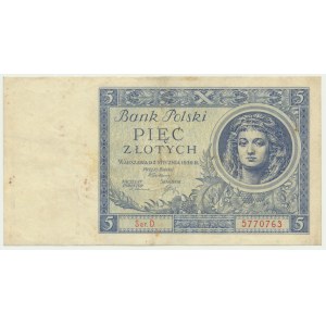 5 złotych 1930 - Ser.D - rzadka odmiana jednoliterowa