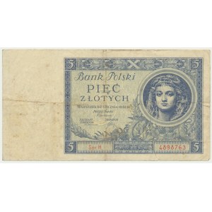 5 złotych 1930 - Ser.H - rzadka odmiana jednoliterowa