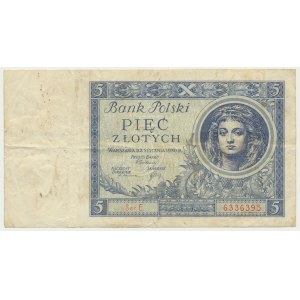 5 złotych 1930 - Ser.E - rzadka odmiana jednoliterowa