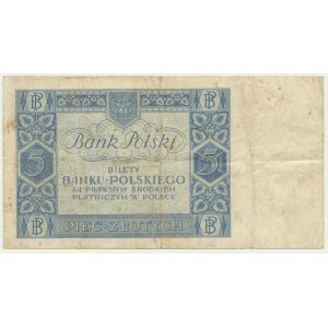 5 złotych 1930 - Ser.E - rzadka odmiana jednoliterowa