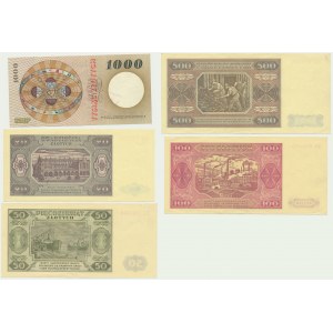 Zestaw, 20-1.000 złotych 1948-65 - WZÓR (5 szt.)
