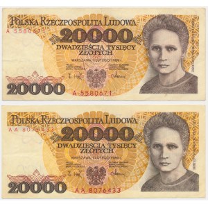 20.000 złotych 1989 - A i AA - (2 szt.)