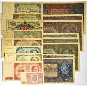 Zestaw, banknoty polskie 1916-1948 (17 szt.)