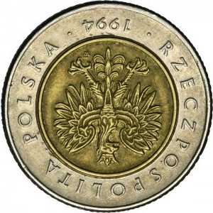 5 złotych 1994 - ODWROTKA