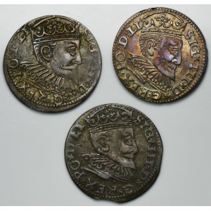 Set, Sigismund III Vasa, 3 Groschen Riga 1594-1597 (3 pcs.)