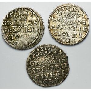 Set, Sigismund III Vasa, 3 Groschen Riga 1594-1597 (3 pcs.)