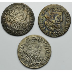 Set, Sigismund III Vasa, 3 Groschen Krakau (3 pcs.)