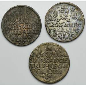 Set, Sigismund III Vasa, 3 Groschen Krakau (3 pcs.)