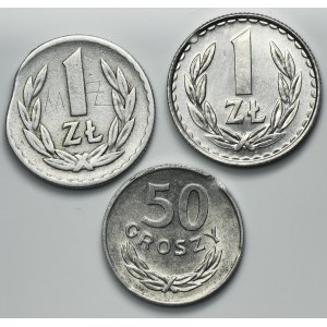 Zestaw, DESTRUKT, 50 groszy i 1 złoty (3 szt.)