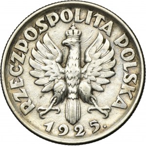 Kobieta i kłosy, 2 złote Londyn 1925 - kropka po dacie