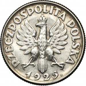 Kobieta i kłosy, 1 złoty Londyn 1925 - kropka po dacie