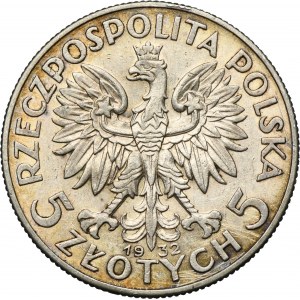 Głowa Kobiety, 5 złotych Londyn 1932