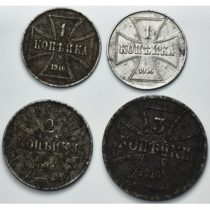 Set, Ost, 1 Kopeck, 2 Kopeck and 3 Kopeck 1916 (4 pcs.)