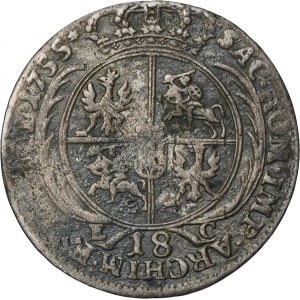 Augustus III of Poland, 18 Groschen Leipzig 1755 EC - VERY RARE, star after date