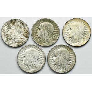 Zestaw, Głowa Kobiety, 10 złotych (5 szt.)