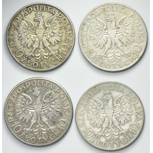 Zestaw, Głowa Kobiety, 10 złotych (4 szt.)