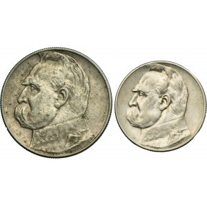 Set, Piłsudski, 5 zloty et 10 zloty (2 pcs).