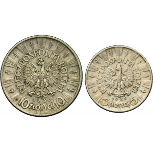 Set, Piłsudski, 5 zloty et 10 zloty (2 pcs).