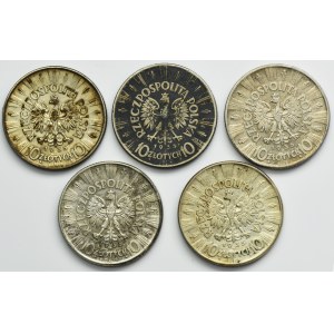 Zestaw, Piłsudski, 10 złotych 1935 (5 szt.)