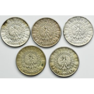 Zestaw, Piłsudski, 10 złotych 1936 (5 szt.)
