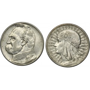 Zestaw, Piłsudski i Głowa Kobiety, 10 złotych 1932 i 1935 (2 szt.)