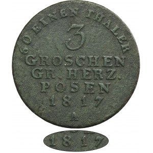Grand Duchy of Posen, 3 Groschen Berlin 1817 - RARE