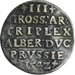 Duchy of Prussia, Albrecht Hohenzollern, 3 Groschen Konigsberg 1542