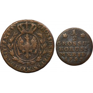 Set, South Prussia, Friedrich Wilhelm II, 1/2 Groschen and 3 Groschen Breslau 1797 B (2 pcs.)