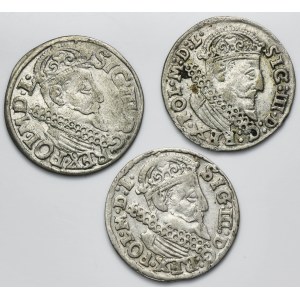 Set, Sigismund III Vasa, 3 Groschen Krakau 1623-1624 (3 pcs.)