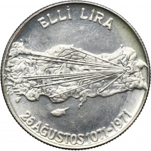 Turkey, Republic, 50 Lira Istanbul 1971 - Battle of Malazgirt